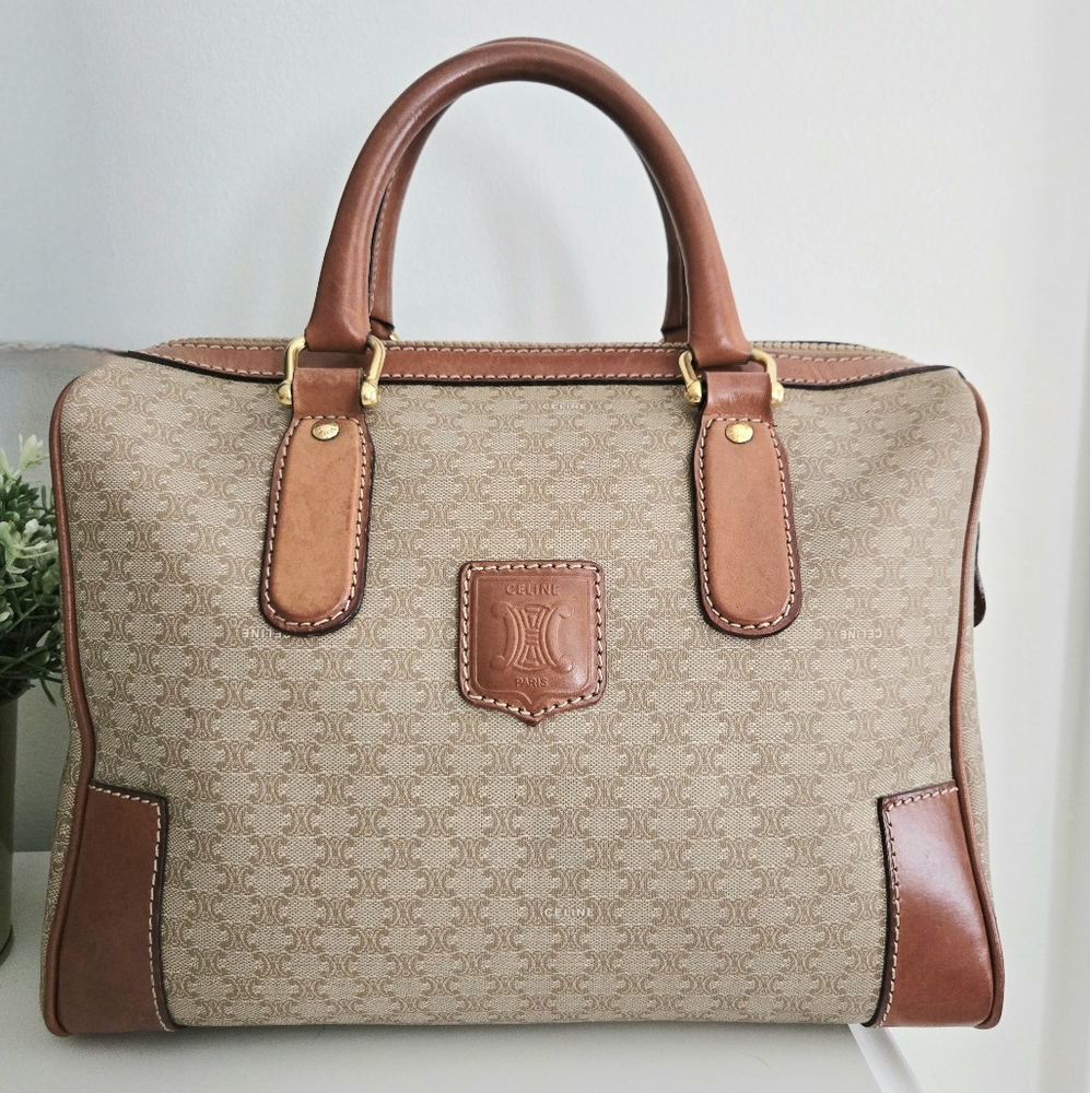 Celine Tan and Brown Monogram Bag - Picture 5 of 16
